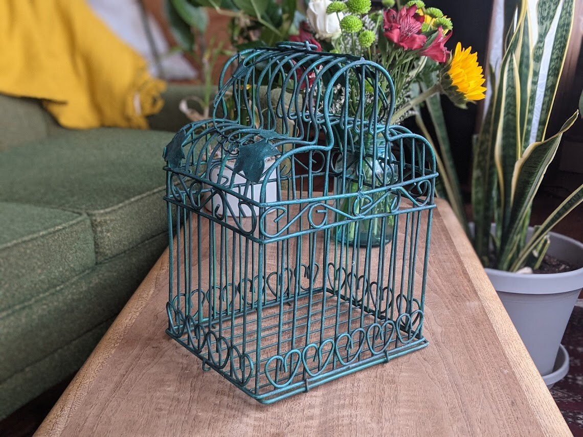 Handmade Metal Birdcage Birdhouse Plant Holder Cage Decor Rustic Cage  Decorative Hanging Bird Cage 