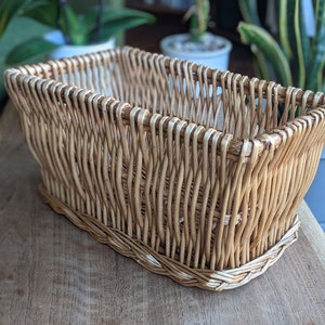 rectangle woven wicker basket | rustic boho bohemian farmhouse country storage organization