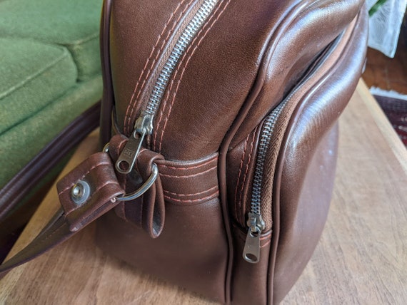 brown strap shoulder bag | faux leather vinyl off… - image 8