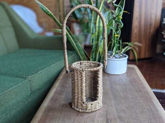 Buy Wicker Jute Wine Sleeve Holder With Handle Boho Eclectic Farmhouse Picnic Basket Online in India Etsy