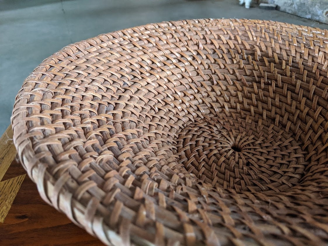 Large Round Wicker Splayed Basket Coffee Table Bowl Etsy