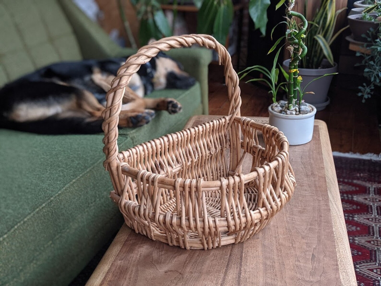 Großer gewebter Weidentaschenkorb Boho Rustikale Landhaus | Etsy