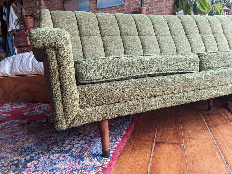 mid-century modern designer green flexsteel sofa couch vintage retro furniture image 5