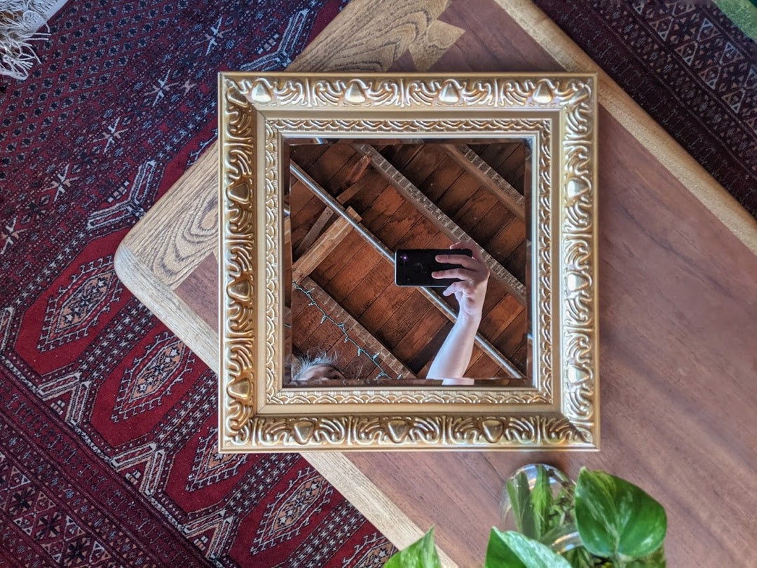 Ornate Square Gold Mirror Vintage Eclectic Bohemian Etsy