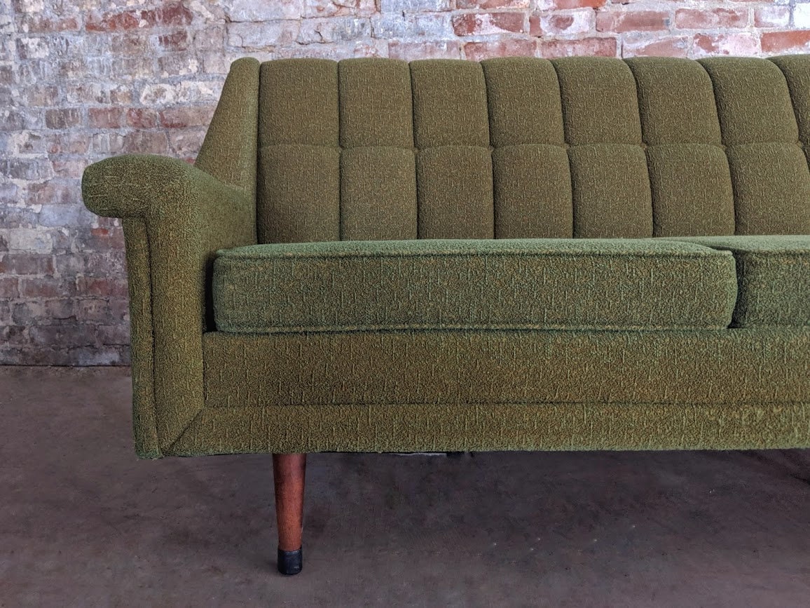Midcentury modern designer green flexsteel sofa vintage Etsy