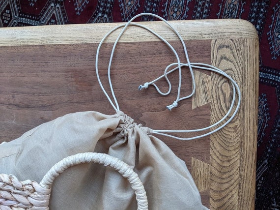 woven wicker purse with draw strings | boho bohem… - image 3