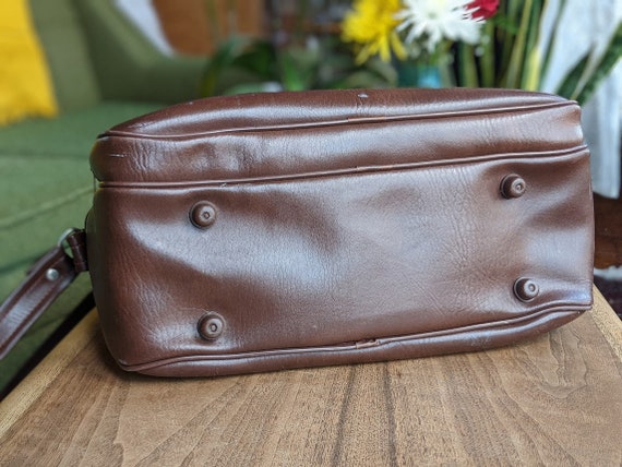 brown strap shoulder bag | faux leather vinyl off… - image 7