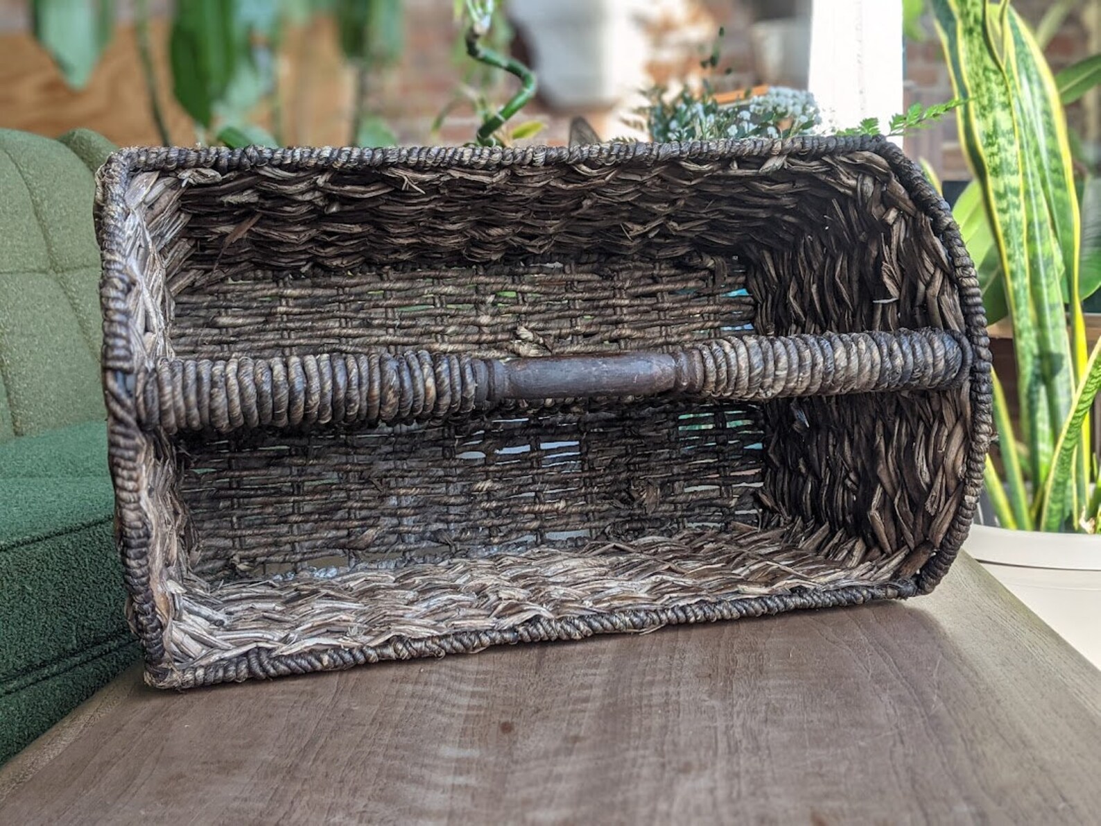 Woven Wicker Magazine Rack Basket File Organizing Office Etsy