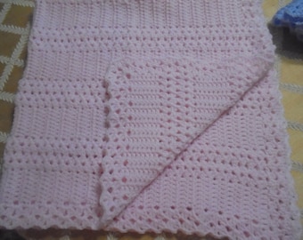 Crocheted Baby Pink Baby Blanket