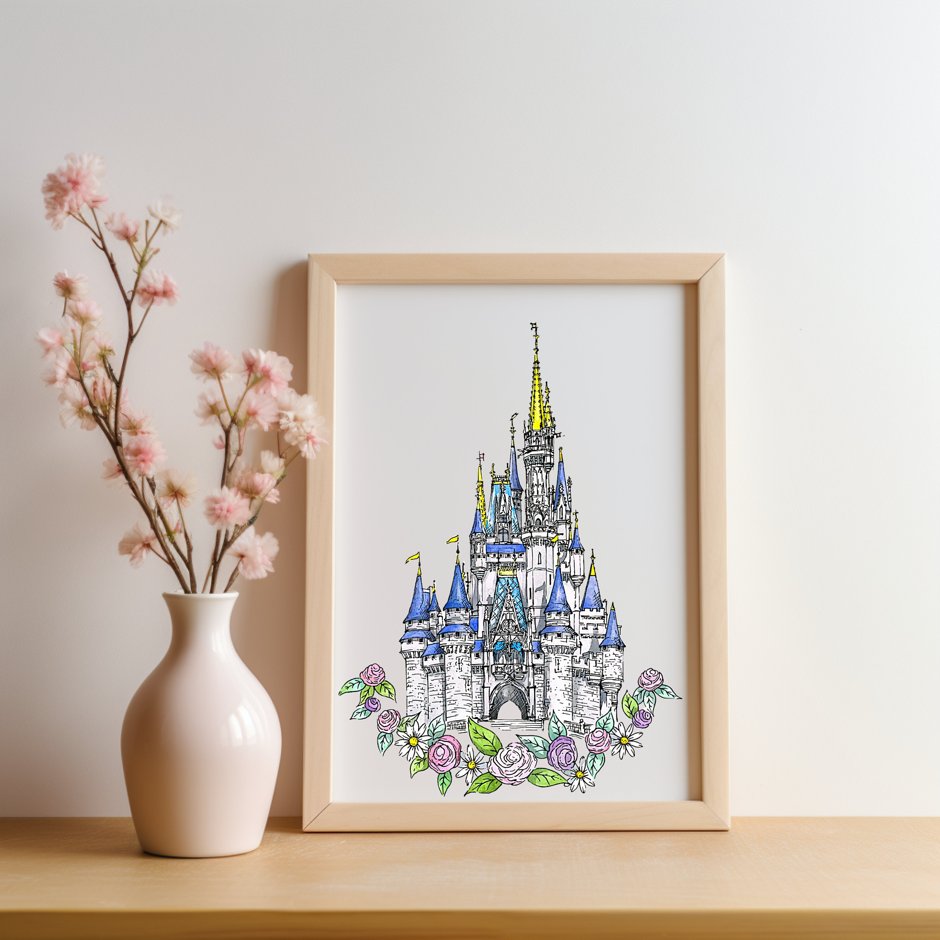 Disney Castle Prints! Disney Castle | Princess Castle With Watercolor ...