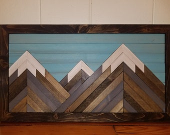 Wood Slat Mountain Art
