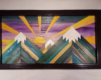 Wooden Slat Art- Mountain Sunset/Sunrise