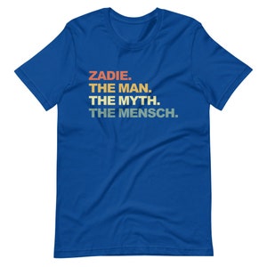 Zadie The Man The Myth The Mensch Shirt Hanukkah Gift Funny Zayde Shirt New Grandpa Gift image 2