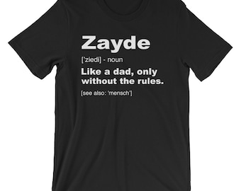 Funny Zayde Shirt | Hanukkah Gift | Definition Of Zayde Shirt | New Grandpa Gift |