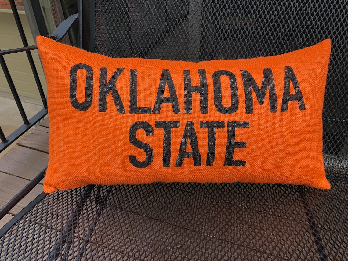 OKLAHOMA STATE Burlap Pillow OSU Decor Burlap Pillows Etsy