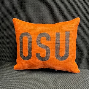 OSU Cowboys Burlap Pillow Set, Oklahoma State University Dorm Decor image 4