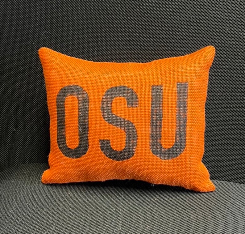 OSU Cowboys Burlap Pillow Set, Oklahoma State University Dorm Decor image 4