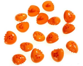 25 boutons pour kids fraise orange 16 mm