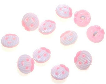 25 Kinderknöpfe Kürbis rosa-weiss 18 mm