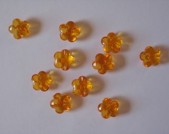 25 Children's buttons Flower Orange 18 mm