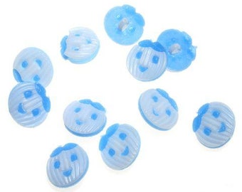 25 Kinderknöpfe Kürbis blau-weiss 18 mm