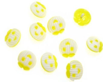 25 Children's buttons pumpkin Yellow-white 18 mm