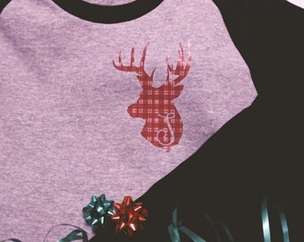 Plaid Deer Monogram