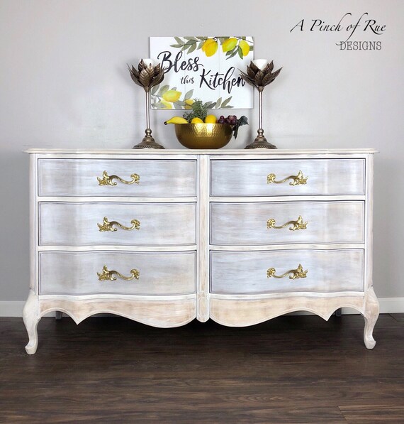 Sold White Wash French Provincial Dresser Buffet Or Etsy