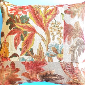 Taie d'oreiller floral exotique en cuivre et or 16 x 16 cm, taie d'oreiller écologique en cuivre, taie d'oreiller botanique de luxe, taie d'oreiller florale