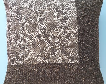 16x16 snakeskin-look luxury pillow cover designer fabric cushion cover black & white boho pillow cover luxury snakeskin-look cushion cover