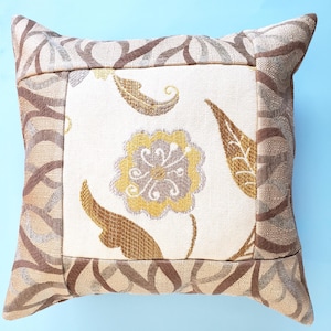 16x16 designer embroidered cushion cover gold & copper metallic pillow cover designer fabric cushion cover ultra-luxury gold cushion cover