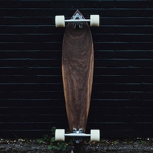 Longboard Skateboard Pintail  // FREE SHIPPING // Solid Hardwood Downhill Vintage Style Long Board // Walnut Longboarding Gift