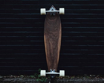 Longboard Skateboard Pintail  // FREE SHIPPING // Solid Hardwood Downhill Vintage Style Long Board // Walnut Longboarding Gift