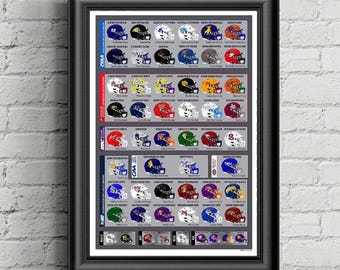 HBCU Football Helmet Chart Poster, College Wall Art