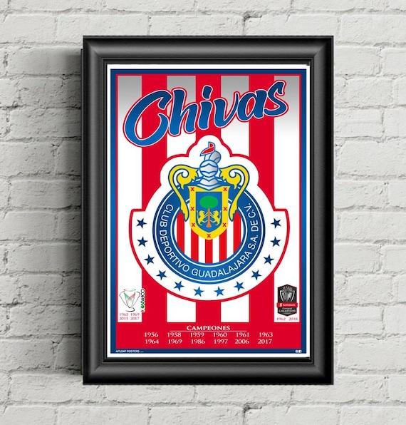 CD Guadalajara Poster, Chivas, Liga MX, Soccer, Mexico, Wall Art