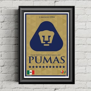 Soccer, Mexico, UNAM Pumas Poster, Printed Poster, Wall Art