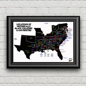 HBCU Locations White Map, HBCU Wall Art, Printed Poster