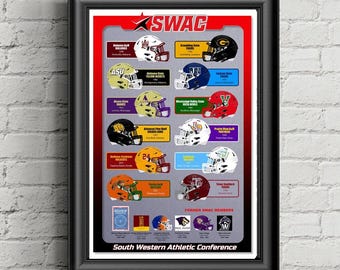 SWAC Conference Poster, College Football, Sports Wall Art