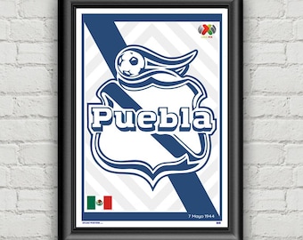 CF Puebla Poster, Liga MX, Soccer, Mexico, Wall Art