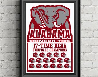 Alabama, Crimson Tide, College football, Roll Tide, Printed Poster, Sports Wall Art