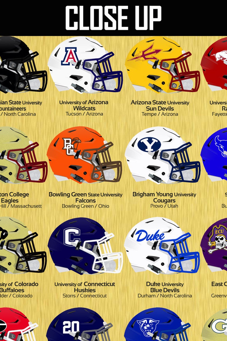 College Football NCAA Division 1 FBS Football Schools Helmet Etsy