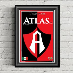 Soccer, Mexico, Atlas FC Poster, Liga MX Wallart, Campiones, Futbol, printed poster