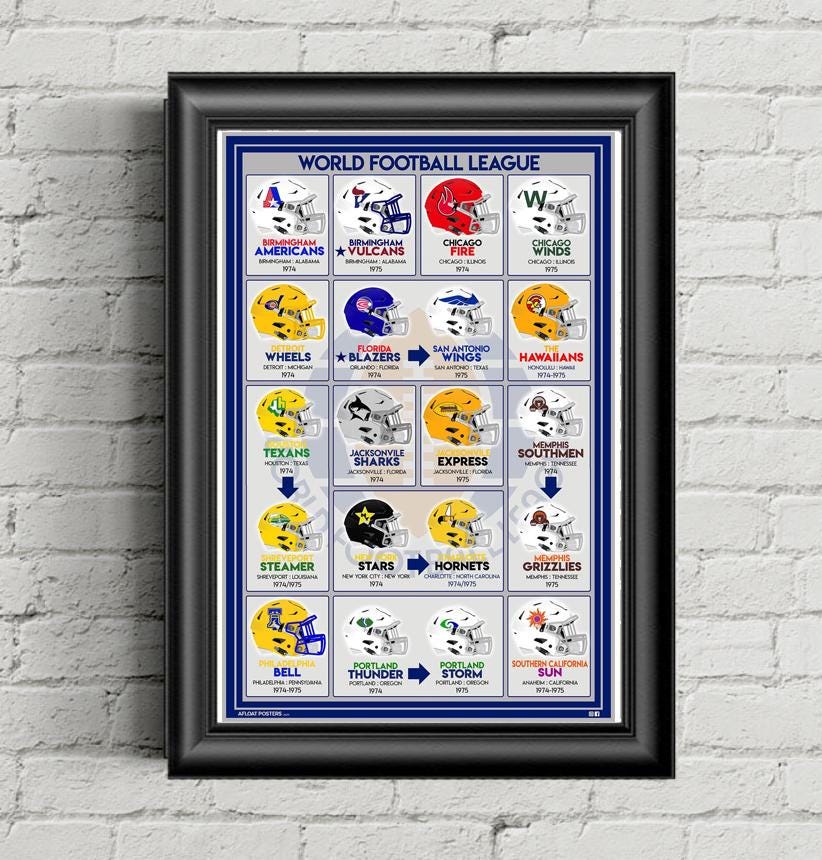 WFL, World Football League Poster, Pro Football, Historical