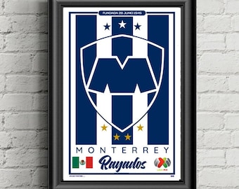 Monterrey FC Poster, Rayados, Liga MX, Soccer, Mexico, Wall Art