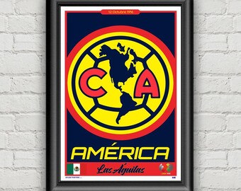 Club America Poster, Blue, Liga MX, Soccer, Mexico, Wall Art