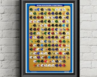 D2, College Football, Printed Poster, sports Wall Art