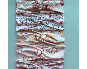 Soft Knit Twist-Knot Headbands | Stethoscope Prints | Nurse Prints | Healthcare Prints | Headbands for Women | Healthcare Headbands