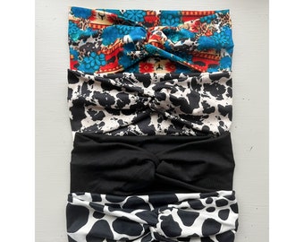 Soft Knit Twist-Knot Headbands | Western Headbands | Western Prints | Cow Prints | Cowgirls | Cowboys | Headbands for Women