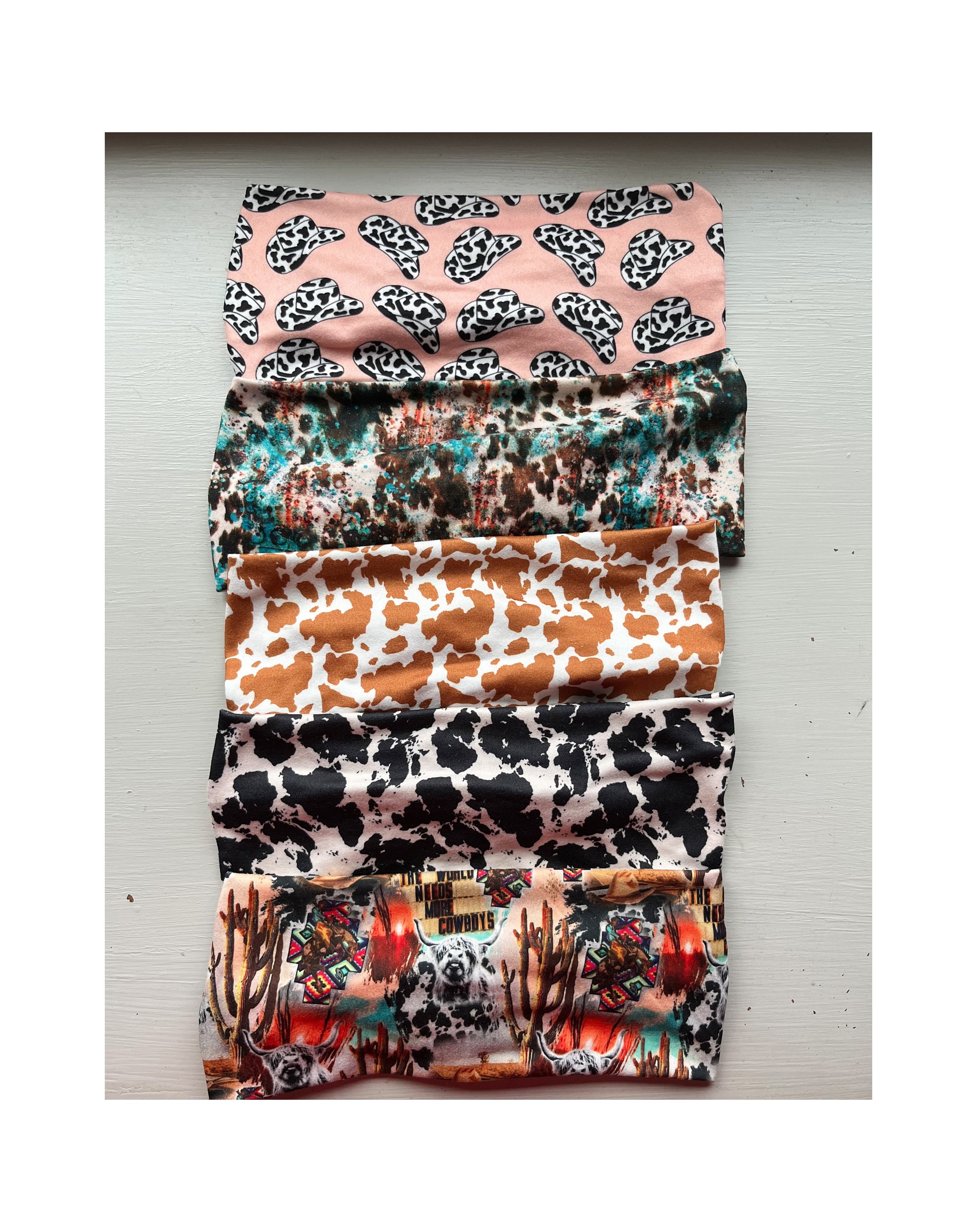 Soft Knit Stretch Headbands | Cow Print | Western Prints | Western ...