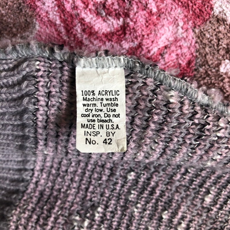 80s Vintage Pastel Pink Heather Grey Abstract Art Grandma Pullover Sweater